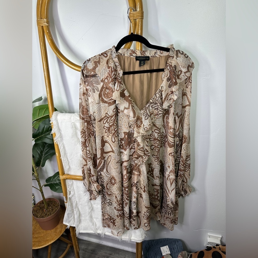 House of Harlow Brown Paisley Dress sz L